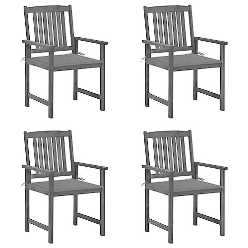 WDGJJFECNMUEHI hochlehner gartenstuhl gartenstühle hochlehnerGartenstühle mit Kissen 4 STK. Grau Massivholz AkazieGeeignet für Gärten, Terrassen und Balkone von WDGJJFECNMUEHI