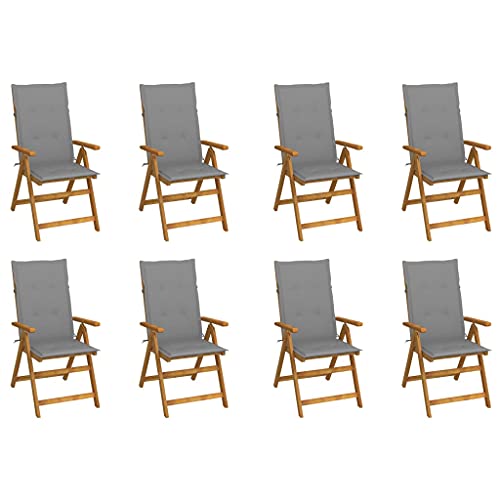 WDGJJFECNMUEHI hochlehner gartenstuhl gartenstühle hochlehnerKlappbare Gartenstühle mit Kissen 8 STK. Massivholz AkazieGeeignet für Gärten, Terrassen und Balkone von WDGJJFECNMUEHI