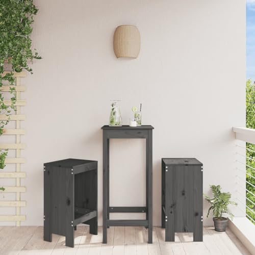 WDGJJFECNMUEHI klappsessel Garten terrassenstühle wetterfestBarhocker 2 STK. Grau 40x36x75 cm Massivholz KieferGeeignet für Gärten, Terrassen und Balkone von WDGJJFECNMUEHI
