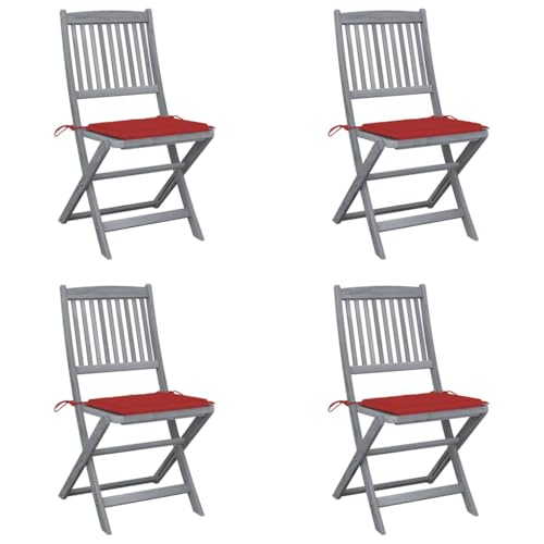 WDGJJFECNMUEHI klappsessel Garten terrassenstühle wetterfestKlappbare Gartenstühle 4 STK. mit Kissen Massivholz AkazieGeeignet für Gärten, Terrassen und Balkone von WDGJJFECNMUEHI