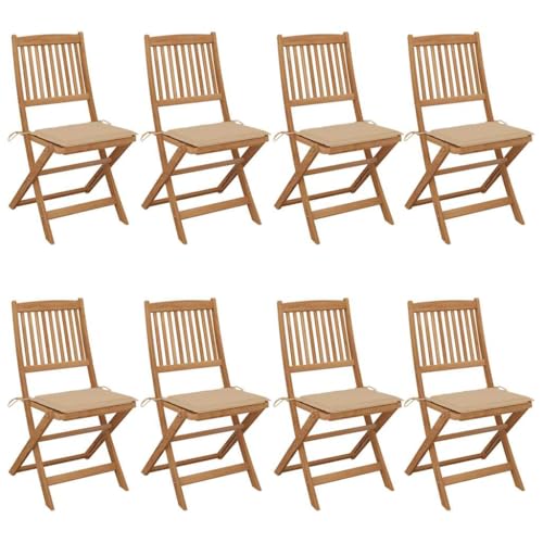 WDGJJFECNMUEHI klappsessel Outdoor klappstühle gartenKlappbare Gartenstühle 8 STK. mit Kissen Massivholz AkazieGeeignet für Gärten, Terrassen und Balkone von WDGJJFECNMUEHI