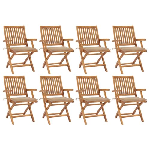 WDGJJFECNMUEHI klappstuhl Garten Balkon sesselKlappbare Gartenstühle mit Kissen 8 STK. Massivholz TeakGeeignet für Gärten, Terrassen und Balkone von WDGJJFECNMUEHI