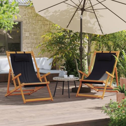 WDGJJFECNMUEHI klappstuhl Garten Balkon sesselKlappbare Strandstühle 2 STK. Schwarz StoffGeeignet für Gärten, Terrassen und Balkone von WDGJJFECNMUEHI