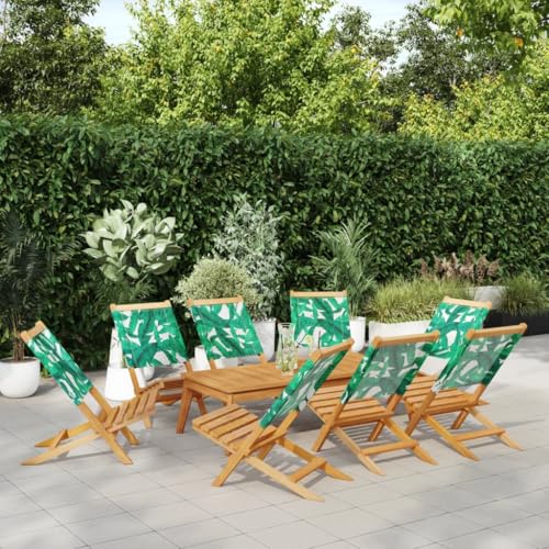 WDGJJFECNMUEHI klappstuhl Holz gartenstuhl metallGartenstühle 8 STK. Klappbar Grün Stoff und MassivholzGeeignet für Gärten, Terrassen und Balkone von WDGJJFECNMUEHI