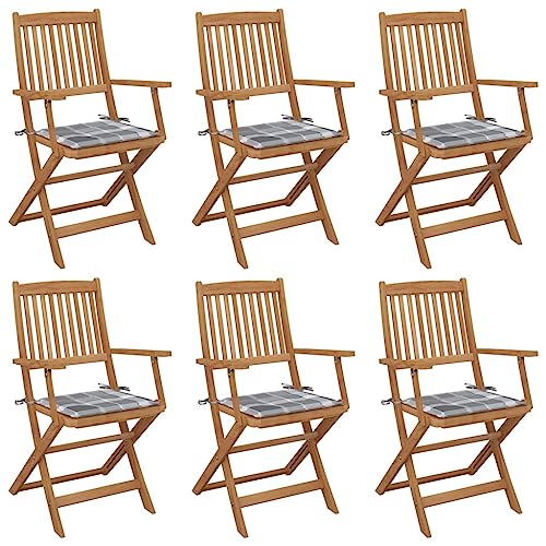 WDGJJFECNMUEHI klappstuhl Holz gartenstuhl metallKlappbare Gartenstühle 6 STK. mit Kissen Massivholz AkazieGeeignet für Gärten, Terrassen und Balkone von WDGJJFECNMUEHI