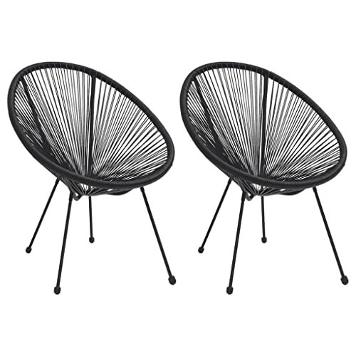 WDGJJFECNMUEHI klappstuhl Holz gartenstuhl metallMoon-Gartenstühle 2 STK. Rattan SchwarzGeeignet für Gärten, Terrassen und Balkone von WDGJJFECNMUEHI