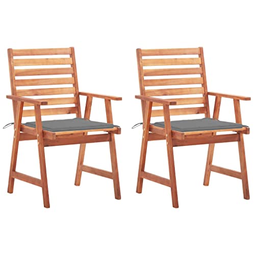 WDGJJFECNMUEHI klappstuhl Outdoor terassenstuhl außenGarten-Essstühle 2 STK. mit Kissen Massivholz Akazie Geeignet für Gärten, Terrassen und Balkone von WDGJJFECNMUEHI