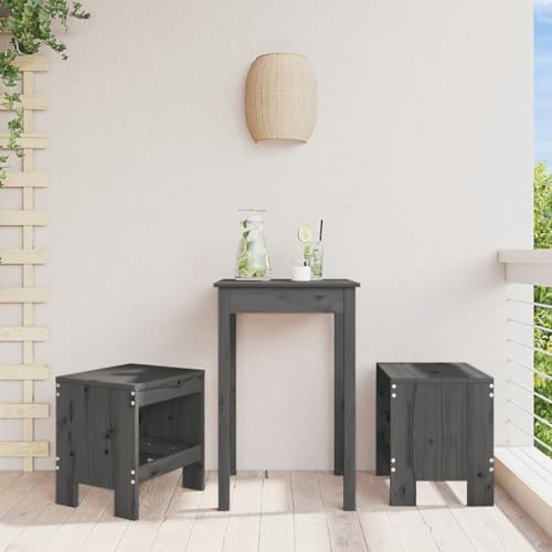 WDGJJFECNMUEHI klappstuhl Outdoor terassenstuhl außenGartenhocker 2 STK. Grau 40x36x45 cm Massivholz KieferGeeignet für Gärten, Terrassen und Balkone von WDGJJFECNMUEHI