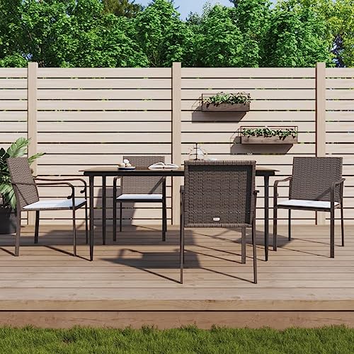 WDGJJFECNMUEHI klappstuhl Outdoor terassenstuhl außenGartenstühle mit Kissen 4 STK. Braun 56x59x84 cm Poly RattanGeeignet für Gärten, Terrassen und Balkone WDGJJFECNMUEHI klappstuhl Outdoor terassenstuhl außenGartenstühle mit Kissen 4 STK. Braun 56x59x84 cm Poly RattanGeeignet für Gärten, Terrassen und Balkone von WDGJJFECNMUEHI