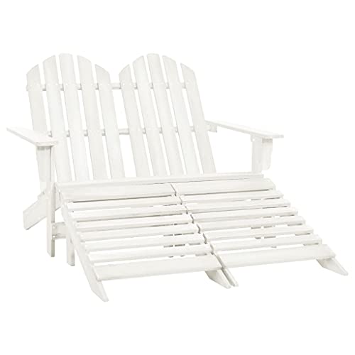 WDGJJFECNMUEHI metallstuhl gartenstuhl verstellbarAdirondack-Gartenbank 2-Sitzer mit Fußteil Tannenholz WeißGeeignet für Gärten, Terrassen und Balkone von WDGJJFECNMUEHI