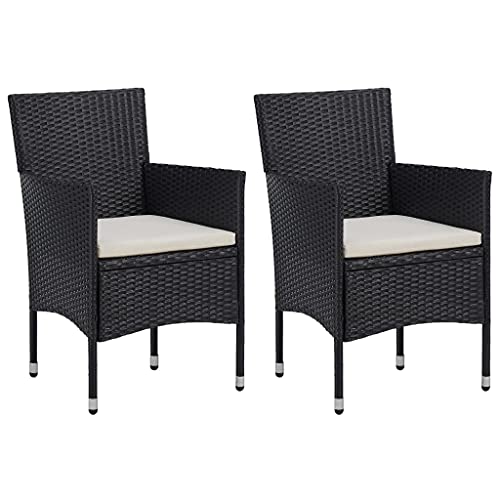 WDGJJFECNMUEHI metallstuhl gartenstuhl verstellbarGarten-Essstühle 2 STK. Poly Rattan SchwarzGeeignet für Gärten, Terrassen und Balkone von WDGJJFECNMUEHI
