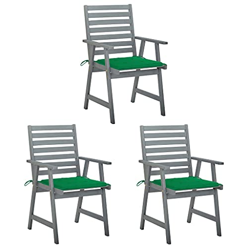 WDGJJFECNMUEHI metallstuhl gartenstuhl verstellbarGarten-Essstühle mit Kissen 3 STK. Massivholz Akazie Geeignet für Gärten, Terrassen und Balkone von WDGJJFECNMUEHI