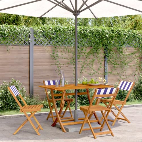 WDGJJFECNMUEHI metallstuhl gartenstuhl verstellbarGartenstühle 4 STK. Klappbar Blau und Weiß Stoff und MassivholzGeeignet für Gärten, Terrassen und Balkone von WDGJJFECNMUEHI