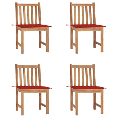 WDGJJFECNMUEHI metallstuhl gartenstuhl verstellbarGartenstühle 4 STK. mit Kissen Massivholz Teak Geeignet für Gärten, Terrassen und Balkone von WDGJJFECNMUEHI