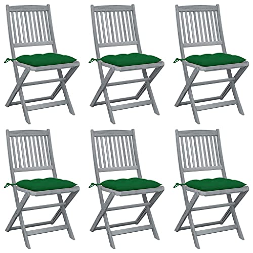 WDGJJFECNMUEHI metallstuhl gartenstuhl verstellbarKlappbare Gartenstühle 6 STK. mit Kissen Massivholz AkazieGeeignet für Gärten, Terrassen und Balkone von WDGJJFECNMUEHI