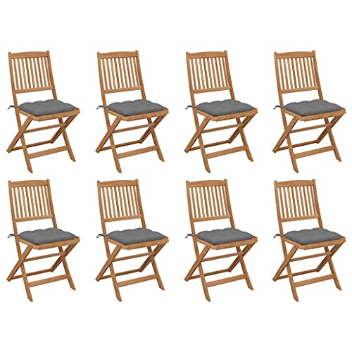 WDGJJFECNMUEHI metallstuhl gartenstuhl verstellbarKlappbare Gartenstühle mit Kissen 8 STK. Massivholz AkazieGeeignet für Gärten, Terrassen und Balkone von WDGJJFECNMUEHI