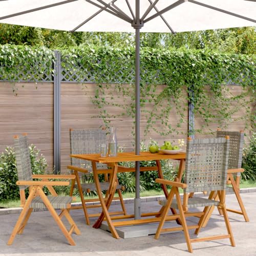 WDGJJFECNMUEHI stühle & strandkörbe balkonsessel wetterfest bequemGartenstuhl Verstellbar 4 STK. Grau Poly Rattan MassivholzGeeignet für Gärten, Terrassen und Balkone von WDGJJFECNMUEHI