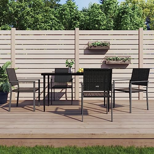 WDGJJFECNMUEHI terassenstuhl stapelstuhl outdoorGartenstühle 4 STK. Schwarz 54x62,5x89 cm Poly RattanGeeignet für Gärten, Terrassen und Balkone von WDGJJFECNMUEHI