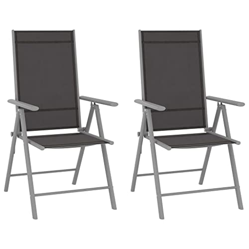 WDGJJFECNMUEHI terassenstuhl stapelstuhl outdoorGartenstühle Klappbar 2 STK. Textilene SchwarzGeeignet für Gärten, Terrassen und Balkone von WDGJJFECNMUEHI