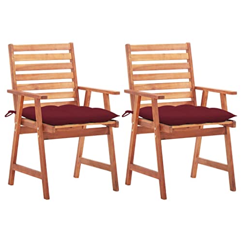 WDGJJFECNMUEHI terrassenstühle Balkon Stuhl Camping stuhlGarten-Essstühle 2 STK. mit Kissen Massivholz Akazie Geeignet für Gärten, Terrassen und Balkone von WDGJJFECNMUEHI