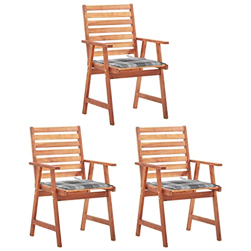 WDGJJFECNMUEHI terrassenstühle Balkon Stuhl Camping stuhlGarten-Essstühle 3 STK. mit Kissen Massivholz Akazie Geeignet für Gärten, Terrassen und Balkone von WDGJJFECNMUEHI