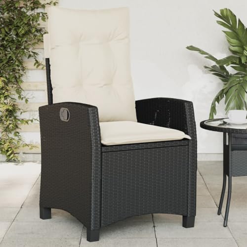 WDGJJFECNMUEHI terrassenstühle Balkon Stuhl Camping stuhlGartensessel Verstellbar mit Kissen Schwarz Poly RattanGeeignet für Gärten, Terrassen und Balkone von WDGJJFECNMUEHI