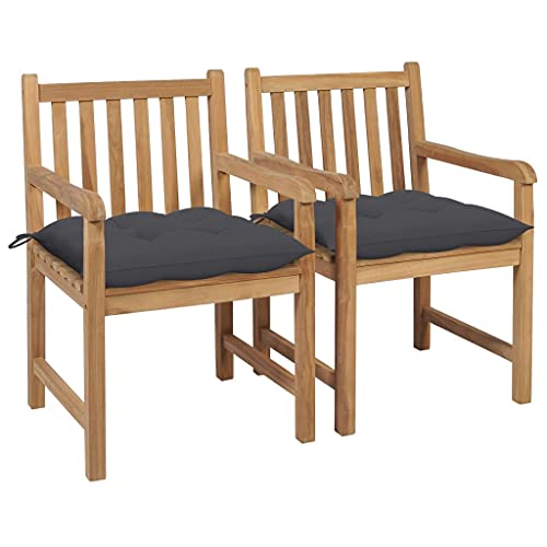 WDGJJFECNMUEHI terrassenstühle Balkon Stuhl Camping stuhlGartenstühle 2 STK. mit Anthrazit Kissen Massivholz TeakGeeignet für Gärten, Terrassen und Balkone von WDGJJFECNMUEHI