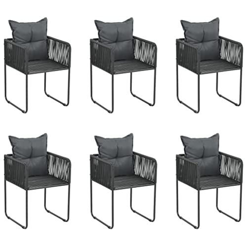 WDGJJFECNMUEHI terrassenstühle Balkon Stuhl Camping stuhlGartenstühle 6 STK. mit Kissen Poly Rattan SchwarzGeeignet für Gärten, Terrassen und Balkone von WDGJJFECNMUEHI