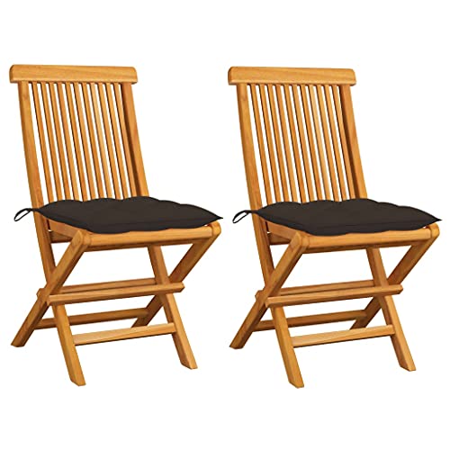 WDGJJFECNMUEHI terrassenstühle Balkon Stuhl Camping stuhlGartenstühle mit Taupe Kissen 2 STK. Massivholz TeakGeeignet für Gärten, Terrassen und Balkone von WDGJJFECNMUEHI