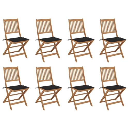 WDGJJFECNMUEHI terrassenstühle Balkon Stuhl Camping stuhlKlappbare Gartenstühle mit Kissen 8 STK. Massivholz AkazieGeeignet für Gärten, Terrassen und Balkone von WDGJJFECNMUEHI