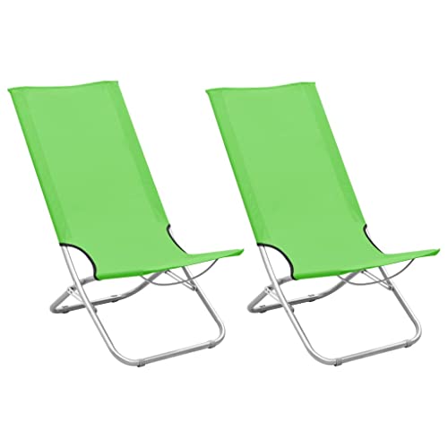 WDGJJFECNMUEHI terrassenstuhl Balkon klappstuhlKlappbare Strandstühle 2 STK. Grün StoffGeeignet für Gärten, Terrassen und Balkone von WDGJJFECNMUEHI