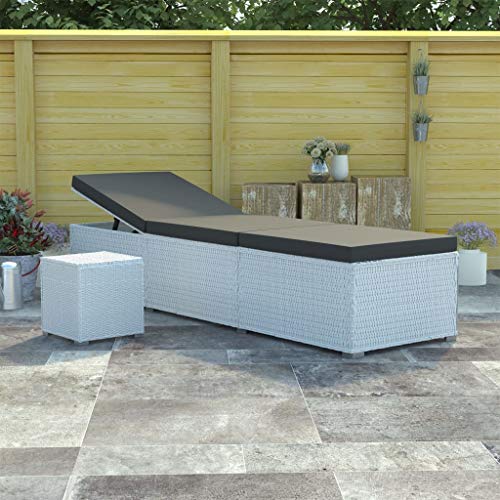 White Poly Rattan Sun Lounger with Cushion and Side Table, Adjustable Pool Lounge Chair for Patio, Garden, Balcony, Weather-Resistant PE Wicker & Powder-Coated Steel Comfortable Outdoor Relaxation White Poly Rattan Sun Lounger with Cushion and Side Table, Adjustable Pool Lounge Chair for Patio, Garden, Balcony, Weather-Resistant PE Wicker & Powder-Coated Steel Comfortable Outdoor Relaxation von WDGJJFECNMUEHI