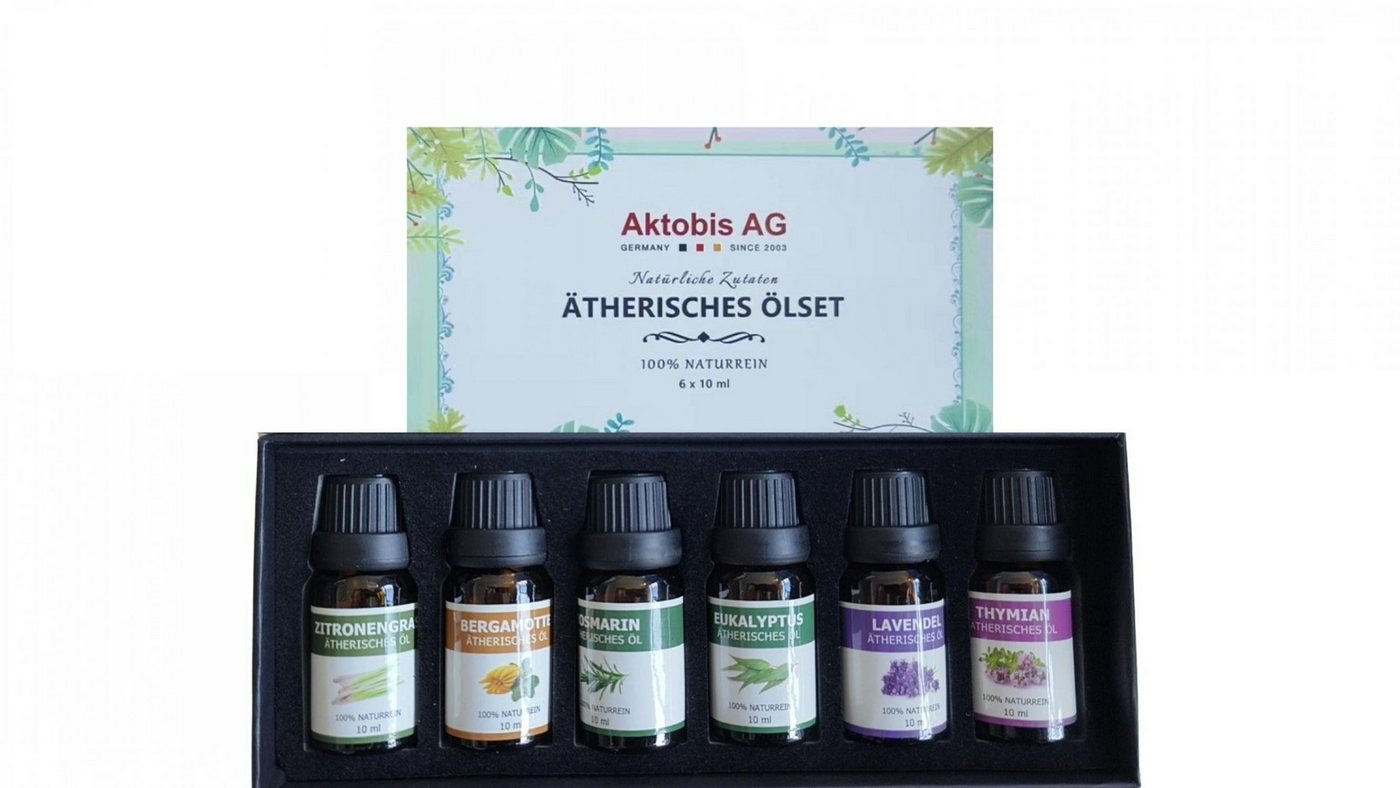 WDH Aromabox Ätherisches Ölset Lavendel, Thymian, Eukalyptus, Zitronengras, Rosmari (Set 6 x 10 ml 6-tlg) 100% naturreinen ätherische Ölen - Lavendel, Eukalyptus und Bergamotte DUFTNOTEN AUS DER GANZEN WELT IN EINEM SET von WDH