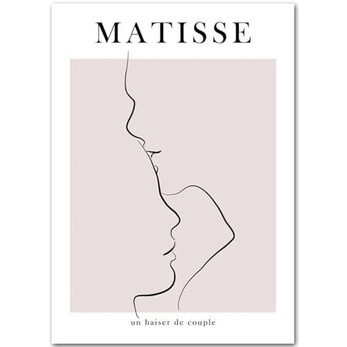 WDHBI HEKA Henri Matisse Poster Henri Matisse Leinwandgemälde Paar Kuss Drucke Moderner Stil Linienzeichnung Wandkunst für Wohnkultur Bild 60 x 90 cm x 1 ungerahmt von WDHBI HEKA