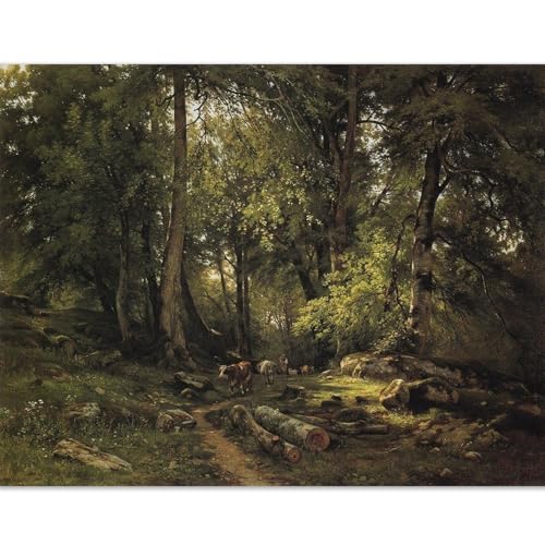 WDHBI HEKA Ivan I. Shishkin Wandkunst Ivan I. Shishkin Leinwandmalerei Die Herde im Wald Drucke Moderne Stil Poster Für Wohnkultur Bild 30x40cm Ungerahmt von WDHBI HEKA