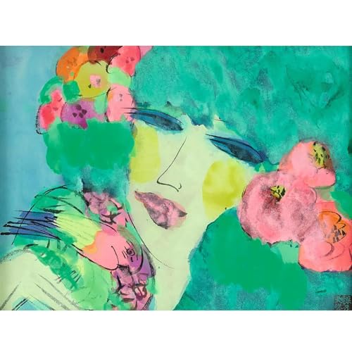 WDHBI HEKA Walasse Ting Wandkunst Frau Poster Walasse Ting Drucke Moderner Stil Bunte Leinwand Malerei Für Zuhause Dekoration Bild 30x40cmx1 Ungerahmt von WDHBI HEKA