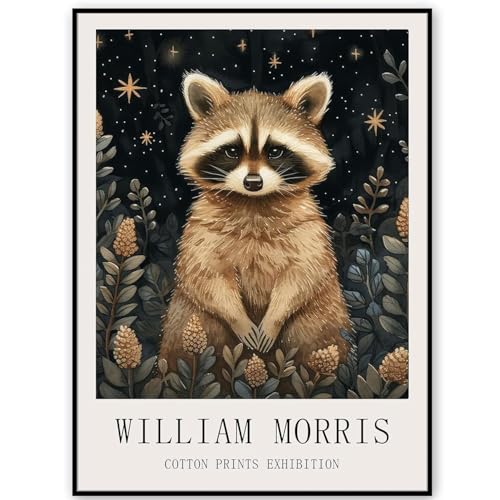 WDHBI HEKA William Morris Wandkunst William Morris Tier Leinwand Malerei Waschbär Drucke Moderne Stil Poster für Home Decoration Bild 30x40cmx1 ungerahmt von WDHBI HEKA