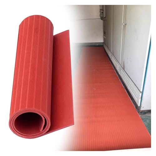 1 M Breit Elektrische Isoliermatte, Nichtleitend Rot Gummi-Schutzmatte für Elektroinstallateure Hochbelastbar Hochspannungs-Arbeitsmatten(2.4mx8mm) von WDJBPSH