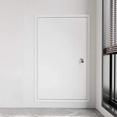 Revisionsklappe Trockenbau Wand Inspektionstür Zugangspaneel, Abschließbar Aluminium Trockenbau Revision Luke Abdeckung für Home Sanitär/Outdoor-Geräte zu Schützen(White frame,400x800mm) von WDJBPSH