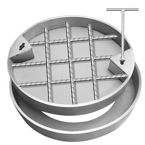 Versenkter Schachtdeckel und Rahmen Eingebetteter Unsichtbarer Rundformiger Straßenablaufdeckel, Abwasserbehälterdeckel aus Edelstahl 304 mit Zughaken(Dia 85cm/33.5in) von WDJBPSH