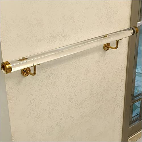 WDJBPSH Handlauf Transparentes Acryl Treppengeländer, Wandhalterung Aids Geländer Haltestange für Flur Loft Treppe Schritt Im Freien, Belastung - 200kg (Color : Golden Bracket, Size : 50cm/1. 6ft) von WDJBPSH