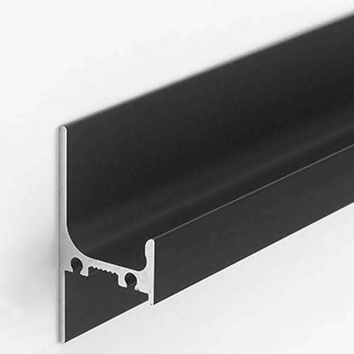 WDJBPSH Möbelgriffe versteckter Unsichtbarer Fingergriff für Küchenschrankschubladen, Versenkte Aluminium- Schrankgriffe mit Endkappen, für 18 mm Dicke Platten(Black,Length-70cm) von WDJBPSH
