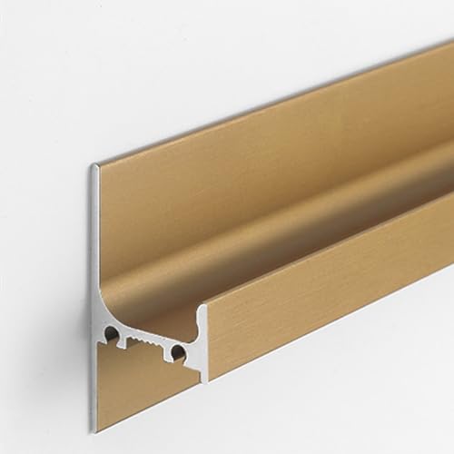 WDJBPSH Möbelgriffe versteckter Unsichtbarer Fingergriff für Küchenschrankschubladen, Versenkte Aluminium- Schrankgriffe mit Endkappen, für 18 mm Dicke Platten(Gold,Length-130cm) von WDJBPSH