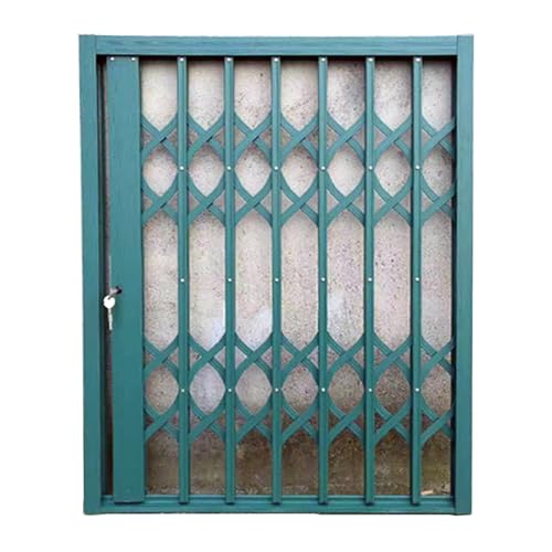 Zusammenklappbares Sicherheitsgitter für Fenster, Grüne Aluminium-Schutzbarriere mit Schlössern für Schlafzimmer, Garage & Villa-Balkon(W55xH130cm/21.7x51.2in) von WDJBPSH