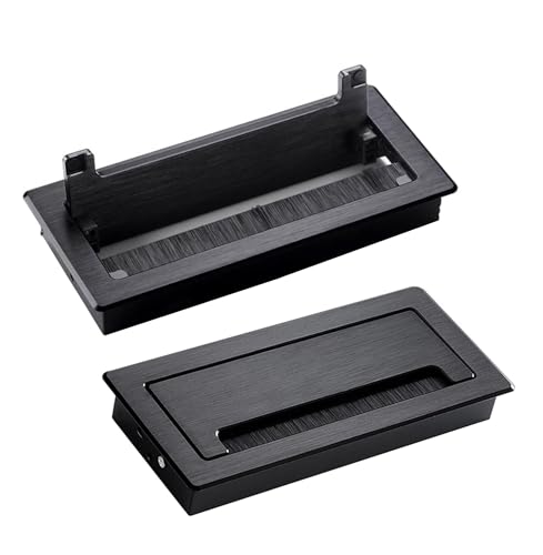 schreibtisch kabeldurchführung 2er-Pack Kabeldurchführungsabdeckung Aus Metall, Eingebaute Desktop- Kabelkanalabdeckung für Das Home-Office Medienschrank(Black,40x9cm/15.7x3.5in) von WDJBPSH