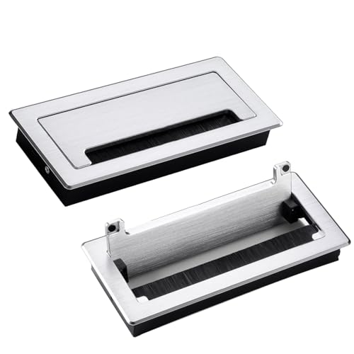 schreibtisch kabeldurchführung 2er-Pack Kabeldurchführungsabdeckung Aus Metall, Eingebaute Desktop- Kabelkanalabdeckung für Das Home-Office Medienschrank(Silver,50x9cm/19.7x3.5in) von WDJBPSH