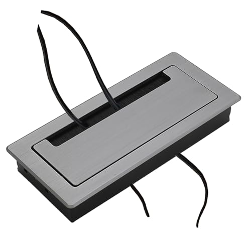 schreibtisch kabeldurchführung Graue Kabeldurchführung mit Bürste, Rechteckige Kabelabdeckung für Schreibtisch, Büroarbeitsplätze und Möbel zur Kabelorganisation(1 pack,200x90mm/7.87x3.5in) von WDJBPSH