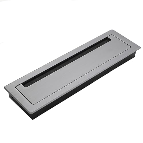schreibtisch kabeldurchführung Graue Kabeldurchführung mit Bürste, Rechteckige Kabelabdeckung für Schreibtisch, Büroarbeitsplätze und Möbel zur Kabelorganisation(1 pack,300x90mm/11.8x3.5in) von WDJBPSH