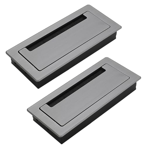 schreibtisch kabeldurchführung Graue Kabeldurchführung mit Bürste, Rechteckige Kabelabdeckung für Schreibtisch, Büroarbeitsplätze und Möbel zur Kabelorganisation(2 pack,200x90mm/7.87x3.5in) von WDJBPSH