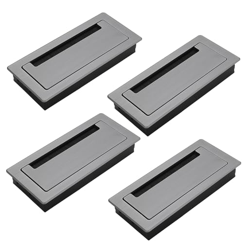 schreibtisch kabeldurchführung Graue Kabeldurchführung mit Bürste, Rechteckige Kabelabdeckung für Schreibtisch, Büroarbeitsplätze und Möbel zur Kabelorganisation(4 pack,200x90mm/7.87x3.5in) von WDJBPSH
